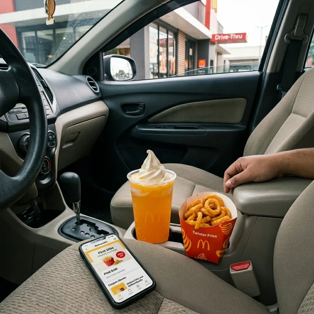 car drive to school with twister fries n mc float from mcdo philippines