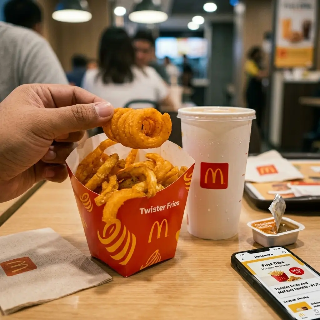 mcdo twistter fries enjoying in cafe philippines